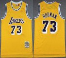 Los Angeles Lakers 73 Dennis Rodman yellow Throwback nba jerseys