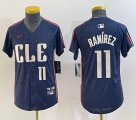 Youth Nike Cleveland Indians #11 Jose Ramirez blue majestic baseball jersey-BD 04