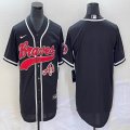 Nike Atlanta Braves blank black majestic baseball MLB Jerseys Joint name -BD 03