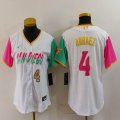 Women Nike San Diego Padres #4 Luis Arraez white pink green majestic mlb Jerseys city version 02