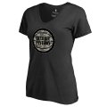 Women's Detroit Pistons Fanatics Branded Black Cloak Camo V-Neck T-Shirt