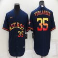 Nike Houston Astros #35 #35 Justin Verlander dark blue majestic baseball jerseys rainbow version