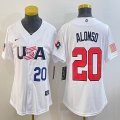 Youth 2023 World Cup #20 Pete Alonso white USA majestic baseball jerseys 01