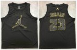 Nike Chicago Bulls #23 Michael Jordan black basketball jersey Jordan Logo -LT