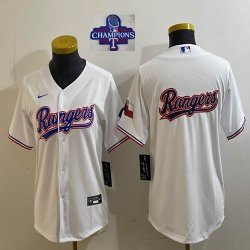 2023 Champions Women Nike Texas Rangers blank white majestic baseball jerseys 03