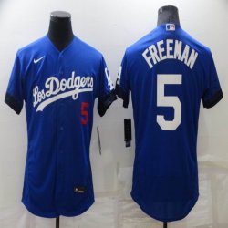 Los Angeles Dodgers #5 Freddie Freeman blue fashion Flexbase Authentic Collection Jersey