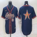 Nike Houston Astros blank blue majestic baseball jerseys big logo Joint name -BD 06