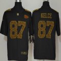 Custom Nike Kansas City Chiefs #87 Travis Kelce Black Color Rush Limited Jerseys Flocking Leopard-WL