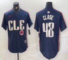 Nike Cleveland Indians #48 Emmanuel Clase blue majestic baseball jersey -BD 03