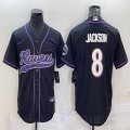 Nike Baltimore Ravens #8 Lamar Jackson black baseball jerseys Joint name-BD