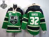 2014 stanley cup reebok Los Angeles Kings #32 Jonathan Quick green NHL hooded sweatshirt