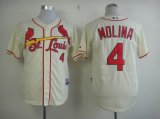 St.Louis Cardinals #4 Yadier Molina beige MLB Jersey