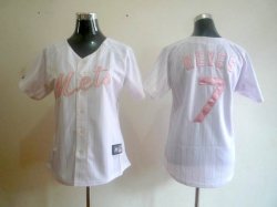 New York Mets 7# Joes Reyes Strip MLB Women Jerseys White