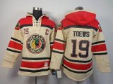 Reebok Chicago Blackhawks Jonathan Toews 19 beige red NHL Hooded Sweatshirt