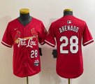 Youth Nike St. Louis Cardinals #28 Nolan Arenado red majestic Baseball Jersey city version-BD