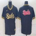 Nike Cincinnati Reds blank black majestic baseball jersey big logo-BD