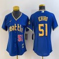 Youth Nike Seattle Mariners #51 Ichiro Suzuki blue majestic mlb jersey city version-BD 02