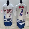 Puerto Rico Baseball #4 Yadier Molina White 2023 World Baseball Classic Replica Player Jersey