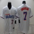 Nike Atlanta Braves #7 Dansby Swanson white majestic baseball jersey city version