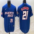 Puerto Rico Baseball #21 Roberto Clemente blue 2023 World Baseball Classic Replica Player Jersey 04