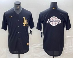 Nike Los Angeles Dodgers blank black gold majestic baseball Jersey -BD 04