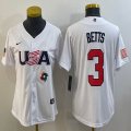 Youth 2023 World Cup #3 Mookie Betts white USA majestic baseball jerseys 08