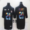 Nike Dallas Cowboys #21 Ezekiel Elliott black Color Rush Limited Jersey Rainbow version-BD