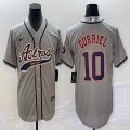 Nike Houston Astros #10 Yuli Gurriel gray majestic baseball jerseys big logo Joint name -BD