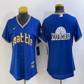 Women Nike Seattle Mariners blank blue majestic mlb jersey city version-BD 01