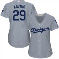 Women Los Angeles Dodgers #29 Kazmir gray majestic baseball jersey