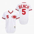 Cincinnati Reds Johnny Bench 5# White Throwback baseball jersey