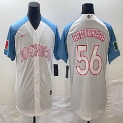 2023 World Cup Mexico #56 Randy Arozarena white skyblue majestic baseball jerseys 36