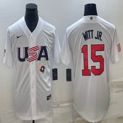 2023 World Cup #15 Bobby Witt Jr. white USA majestic baseball jerseys 09