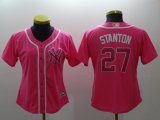 Women New York Yankees #27 Giancarlo Stanton pink fashion baseball jersey