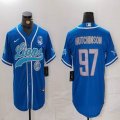 Nike Detroit Lions #97 Aidan Hutchinson blue baseball jerseys Joint name-BD 03