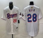 Nike Texas Rangers #28 Jonah Heim white majestic baseball jerseys Champion patch-BD 01