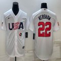 2023 World Cup #22 Clayton Kershaw white USA majestic baseball jerseys 10