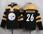 Custom Pittsburgh Steelers #26 Woodson black yellow nfl Hooded Sweatshirt