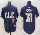 Nike Cleveland Indians #38 Kwan blue majestic baseball jersey -BD