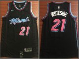 Nike Miami Heat 21 Hassan Whiteside black nba basketball jersey- LT