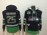 Seattle Seahawks #25 Richard Sherman dark blue nfl Hooded Sweatshirt