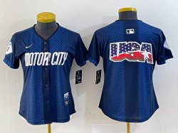 Youth Nike Detroit blank blue Majestic baseball jerseys city version 02