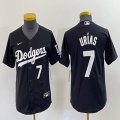 Women Los Angeles Dodgers #7 Julio Urias black majestic baseball jerseys 01