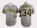 Pittsburgh Pirates 34# A. J. Burnett gray mlb baseball Jerseys