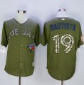 Blue Jays #19 Jose Bautista Green Camo New Cool Base Stitched Baseball Jersey