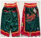 Seattle Supersonics green red nba shorts with pocket-fh