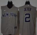 Nike New York Yankees 2# Derek Jeter gray majestic baseball Jersey with not sleeves