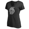 Women's Portland Trail Blazers Fanatics Branded Black Marble Logo Plus Size V-Neck T-Shirt