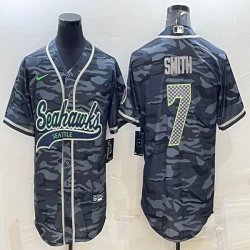 Nike Seattle Seahawks #7 Geno Smith gray camo baseball jerseys Joint name-BD