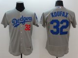 2016 Los Angeles Dodgers 32# Sandy Koufax gray mlb baseball jerseys